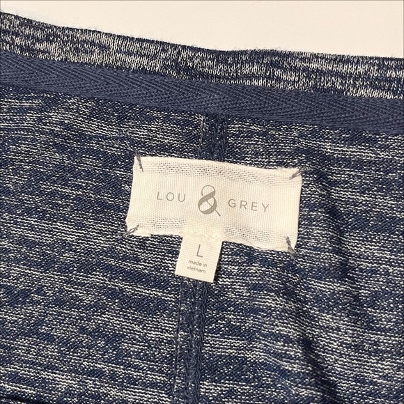 Lou & Grey Stretch Jersey Knit Long Sleeve T-shirt Large navy blue tee top - Picture 7 of 11